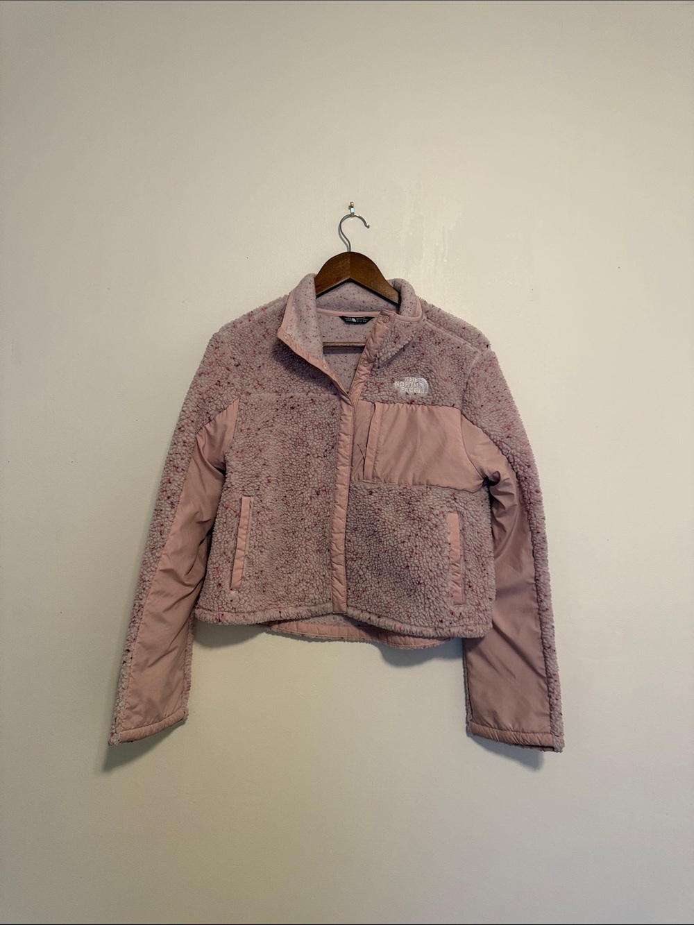 The North Face Women's Dusty Pink Speckled Sherpa Teddy Jacket